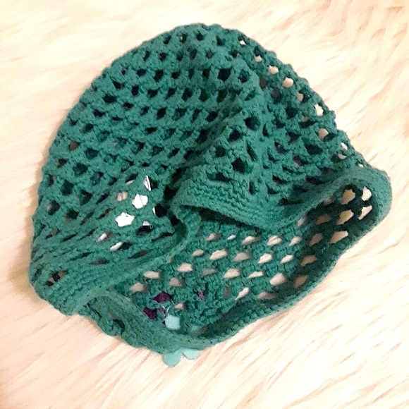 Gymboree Teal Blue Crochet Hat size 8 up - Picture 3 of 4